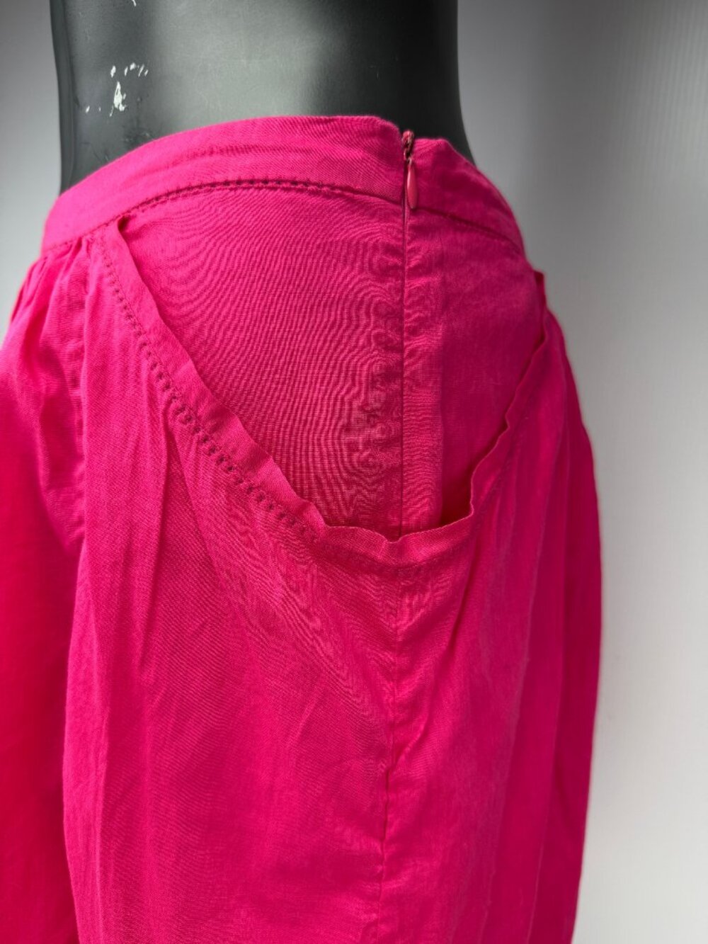 ISABEL MARANT 100% Cotton Fuchsia Bubble Gum Pink Pleatedβ Midi Skirt Size 1 - Picture 8 of 11